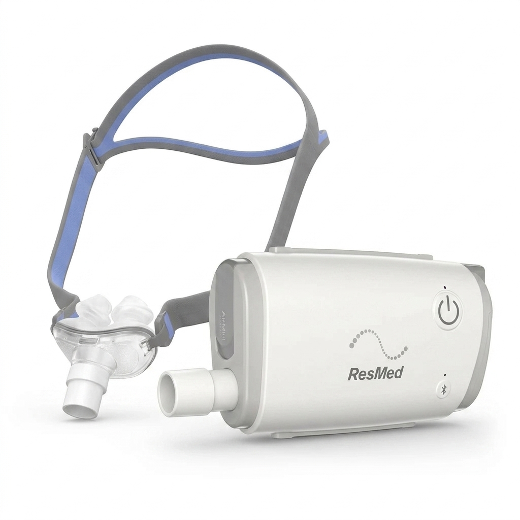 ResMed AirMini travel CPAP with AirFit P10 nasal pillow mask — Elite rental plan